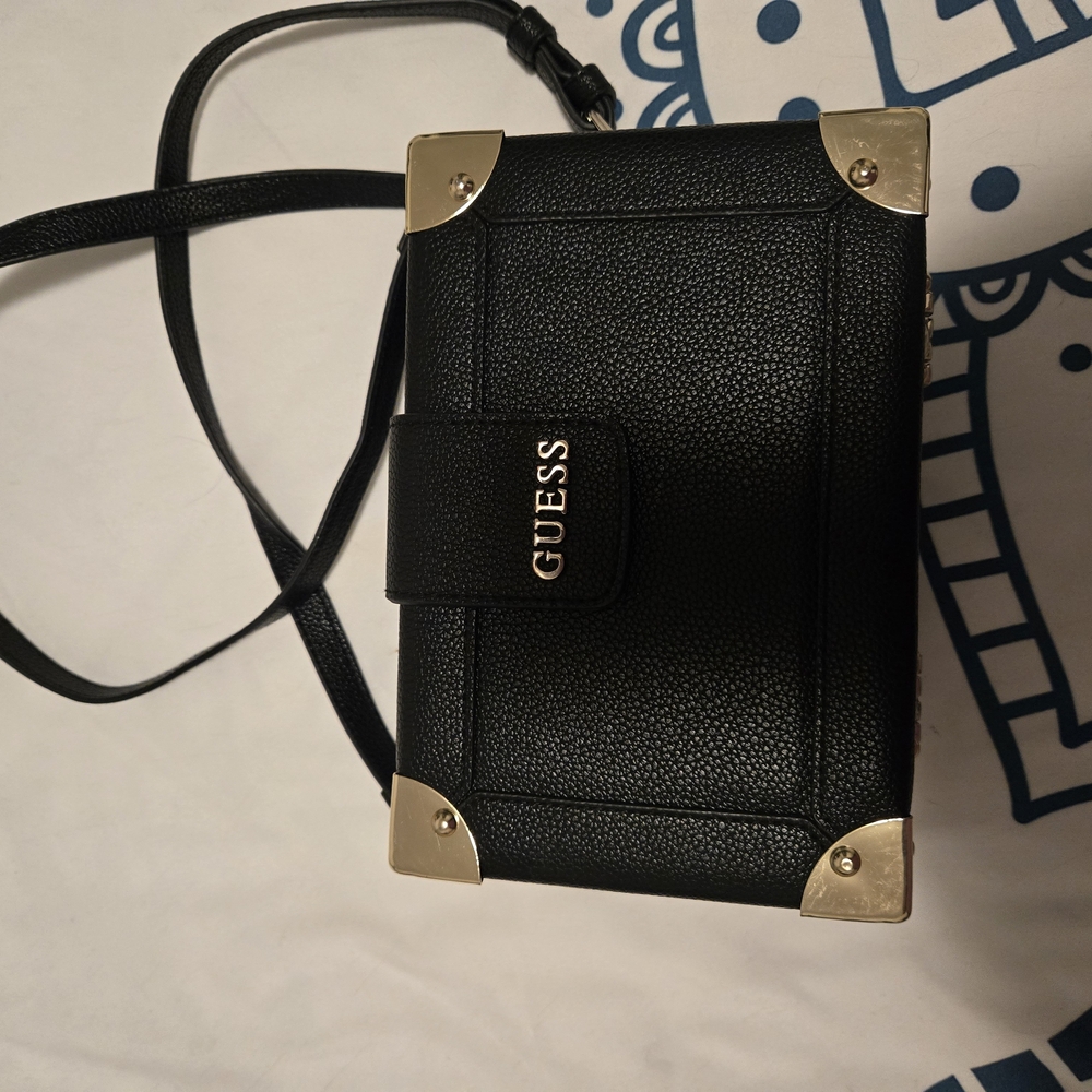 GUESS Black Crossbody Bag with Gold Accents